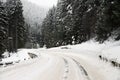 Road curve with snow