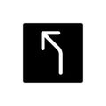 Road curves to left arrow black glyph ui icon