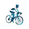 Road cycling, abstract blue cyclist