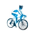 Road cycling, abstract geometric blue cyclist