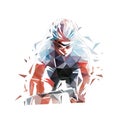 Road cycling, cyclist logo, low polygonal isolated vector illustration. Front view Royalty Free Stock Photo