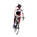 Road cycling logo. Geometric illustration of cyclist, front view Royalty Free Stock Photo