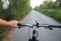 Road cycling wide angle speed shoot Royalty Free Stock Photo
