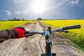 Road cycling wide angle speed shoot Royalty Free Stock Photo