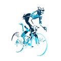 Road cyclist abstract blue vector silhouette