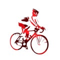 Road cyclist, abstract red vector silhouette Royalty Free Stock Photo