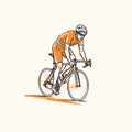 Road cyclist hand-drawn illustration. Cyclist. Vector doodle style cartoon illustration