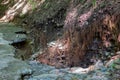 Road damage and destroyed blank roots after a flood Royalty Free Stock Photo