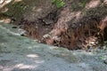 Road damage and destroyed blank roots after a flood Royalty Free Stock Photo