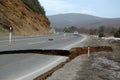 Road damage by flood,landslide Royalty Free Stock Photo