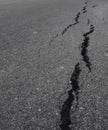 Road damaged by earthquake disaster