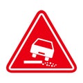 Road danger car icon, traffic street caution sign, roadsign vector illustration, warning vehicle