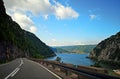 Road by the Danube river - Serbian road along the Danube river Royalty Free Stock Photo