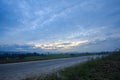 Road dawn mountain backdrop