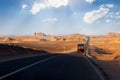 Road in the desert of Iran. Traveling to Iran by car Royalty Free Stock Photo