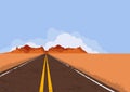 Road in desert and mountains. Nature vector background with copy space. Royalty Free Stock Photo