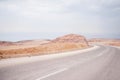 Road in the desert of Sinai, Egypt. Landscape with asphalt road Royalty Free Stock Photo