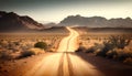 Road in the desert of Wadi Rum, Jordan. Travel and adventure concept.