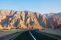 Road through dessert mountain Jabal Jais in UAE