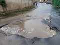 A road destroyed after a heavy rain