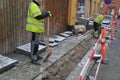 Road digging work in process in Kastrup Copenhagen Denmark