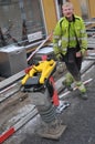 Road digging work in process in Kastrup Copenhagen Denmark