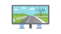 Road with Digital Billboard, Modern Advertising and Navigation, vector design Generative AI Royalty Free Stock Photo