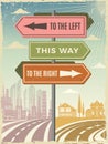 Road direction boards. Modern street directional street arrows vector background pictures