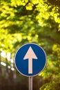 Road direction sign with up arrow. Arrow up Royalty Free Stock Photo