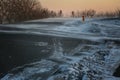 Road disappearing under blizzard conditions. Royalty Free Stock Photo