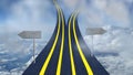 road divided into two and one goes upward to sky and another to ground with copy space conceptual image