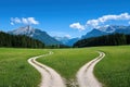 The road is divided into two trails Ai photo Royalty Free Stock Photo