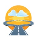 Road divides offering sunny or cloudy future at the Junction Royalty Free Stock Photo