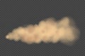 Road dust cloud with dirt or soil particles, brown color powder splash frozen motion 3d realistic vector illustration isolated