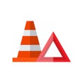 Road Emergency Signs, Warning Triangle, Traffic Cone Vector Illustration