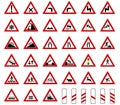 Road europe traffic sign collection vector isolated on white background Royalty Free Stock Photo