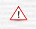 Road exclamation point in red triangle, warning of other hazards.