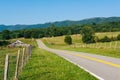 Road and farm fields in the rural Potomac Highlands of West Virginia Royalty Free Stock Photo