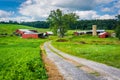 Road and farm in rural Baltimore County, Maryland. Royalty Free Stock Photo