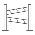 Road fence thin line icon, construction and border, barrier sign, vector graphics, a linear pattern on a white Royalty Free Stock Photo