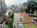 Road flooded in Dhaka city just after rain