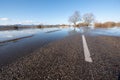 Road flooded in winters in the french country.