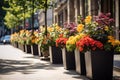 Road Flower Pot, Street Bed, Modern City Floristry, Urban Flowerbeds Design, City Flowers Landscaping