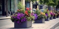 Road Flower Pot, Street Bed, Modern City Floristry, Urban Flowerbeds Design, City Flowers Landscaping