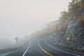A road in fog, in the Shawangunk Mountains, New York Royalty Free Stock Photo