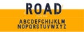 Road font. Typography design with street lines. Vector letters