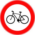 A road forbidding sign. Cycling is prohibited. Royalty Free Stock Photo