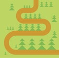 Road in forest map. Forest Footpath. Vector