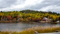 On the road, Front of the lake, autumn colors, Tadoussac Quebec