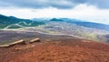 Road in frozen lava fields on Mount Etna Royalty Free Stock Photo